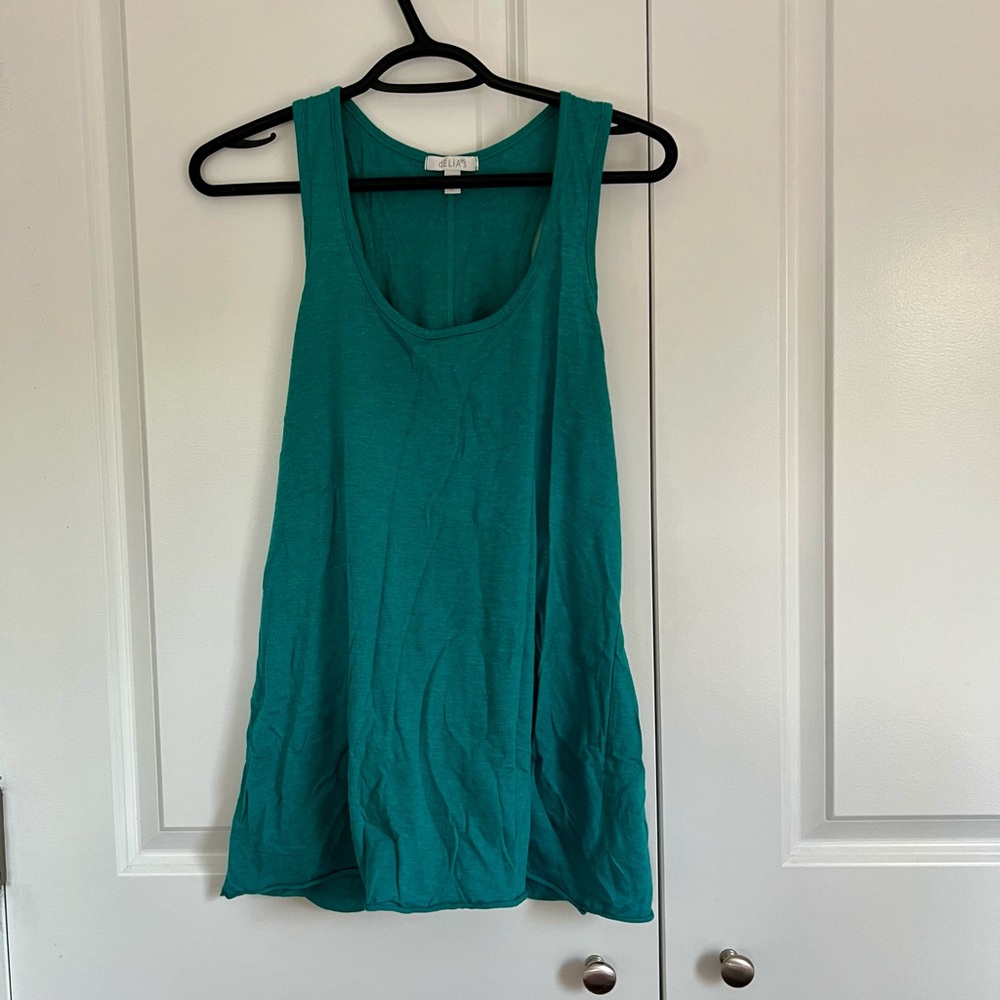 dELiA*s Green Sleeveless Relaxed Tank Top